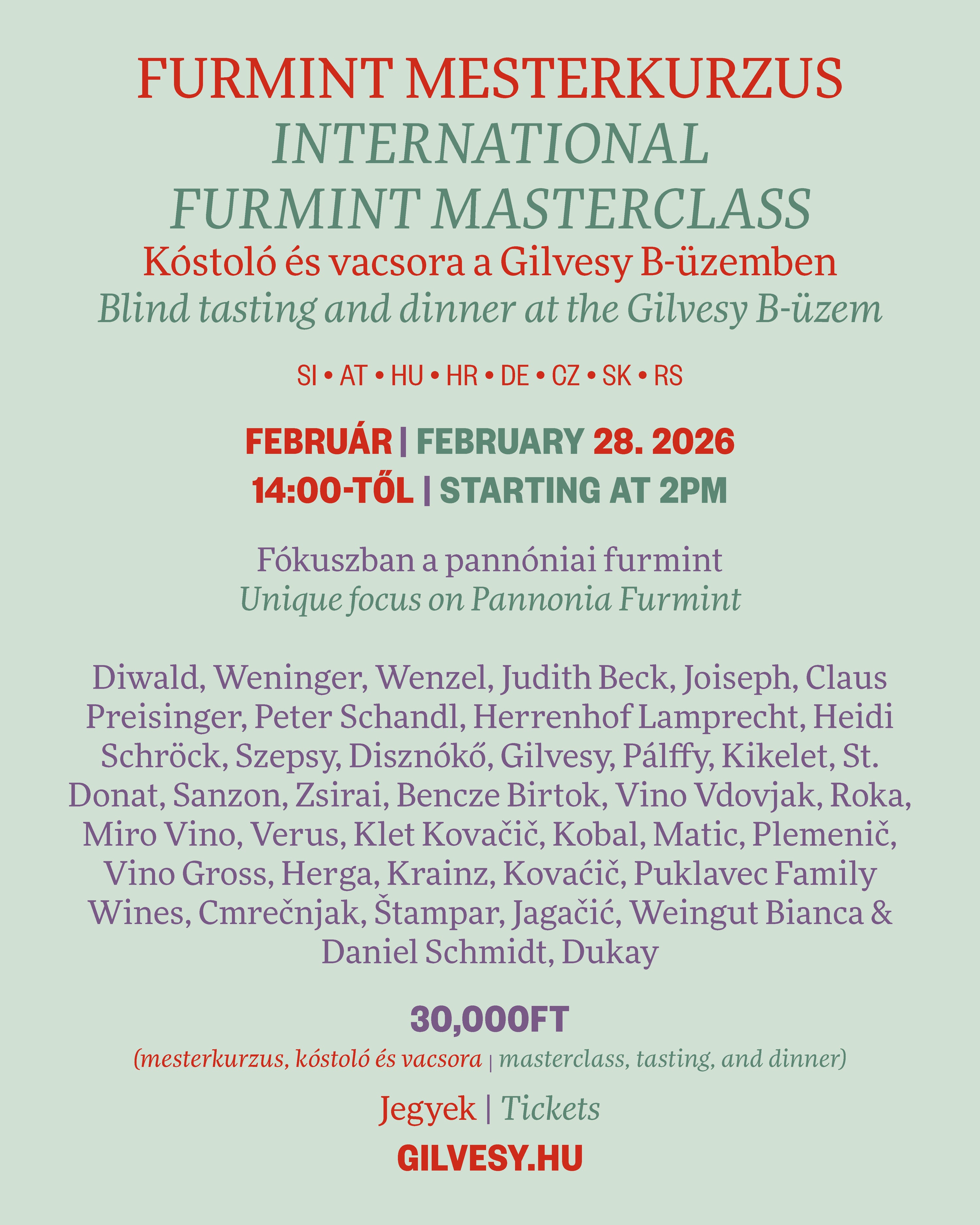 Gilvesy x KOG25 - Furmint Mesterkurzus & Vacsora