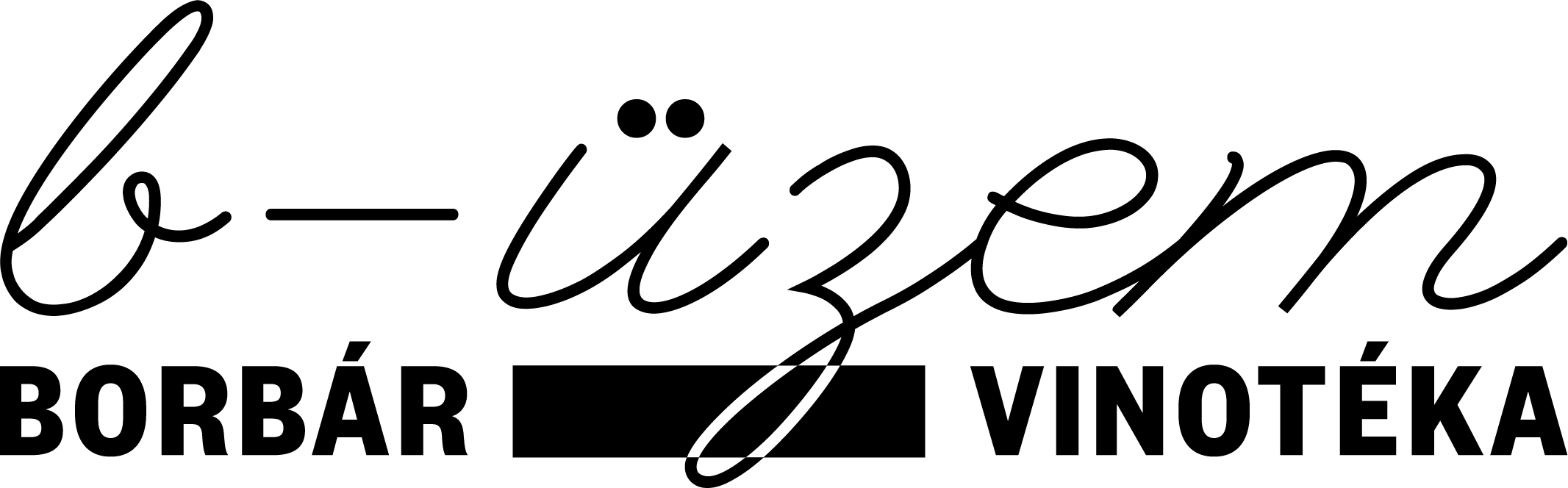 Logo of organic b-üzem wine bar and wine shop.